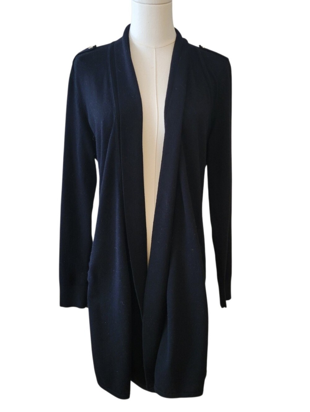 WHBM Black Open Long Cardigan Sweater‎ Size Large
